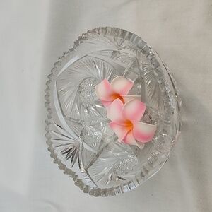 Vintage American Brilliant Sawtooth ABP Stars Cut Glass 8in Bowl